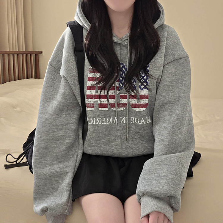 【起毛】アメリカデイリーフード長袖Tシャツ GREY