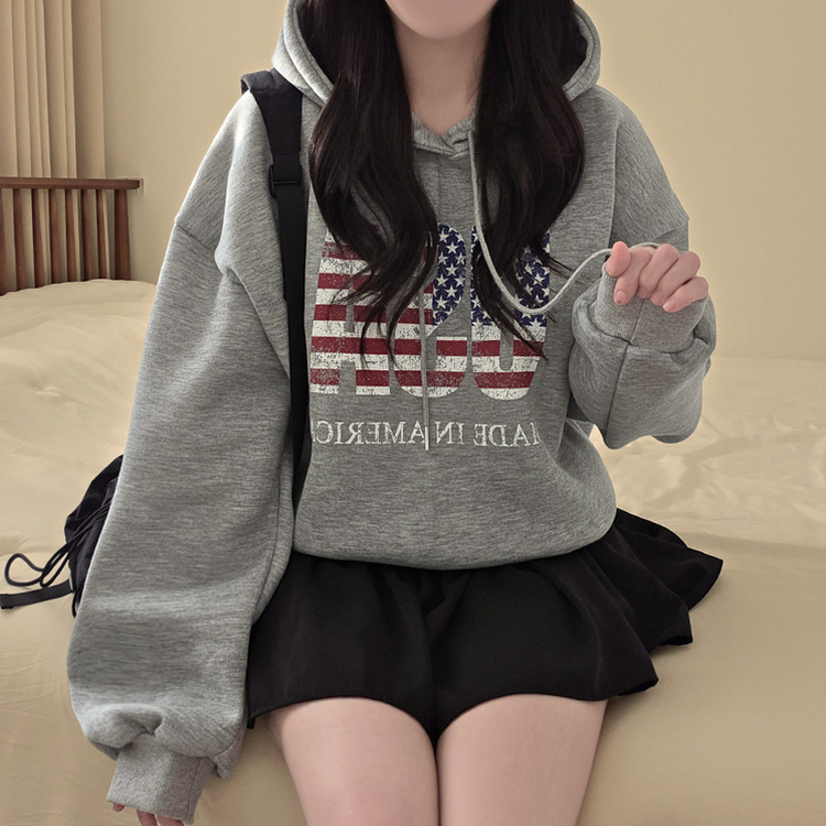 【起毛】アメリカデイリーフード長袖Tシャツ GREY