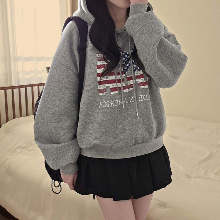 【起毛】アメリカデイリーフード長袖Tシャツ GREY