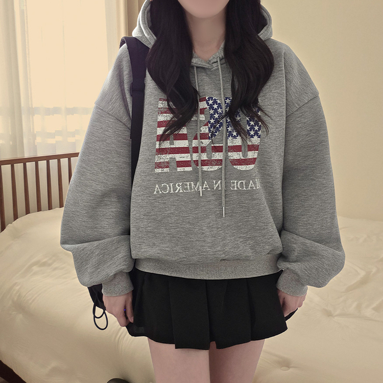 【起毛】アメリカデイリーフード長袖Tシャツ GREY