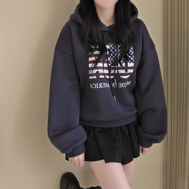 【起毛】アメリカデイリーフード長袖Tシャツ CHARCOAL