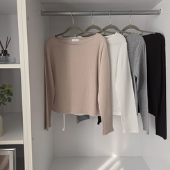 【起毛】リブスリム無地長袖Tシャツ