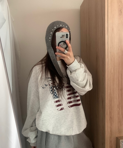 ハート宝石ビーズスタッドアンゴラビーニー GREY