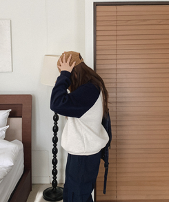 【起毛】ベーシックラグラントレーナー NAVY