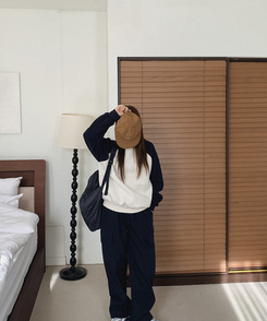 【起毛】ベーシックラグラントレーナー NAVY