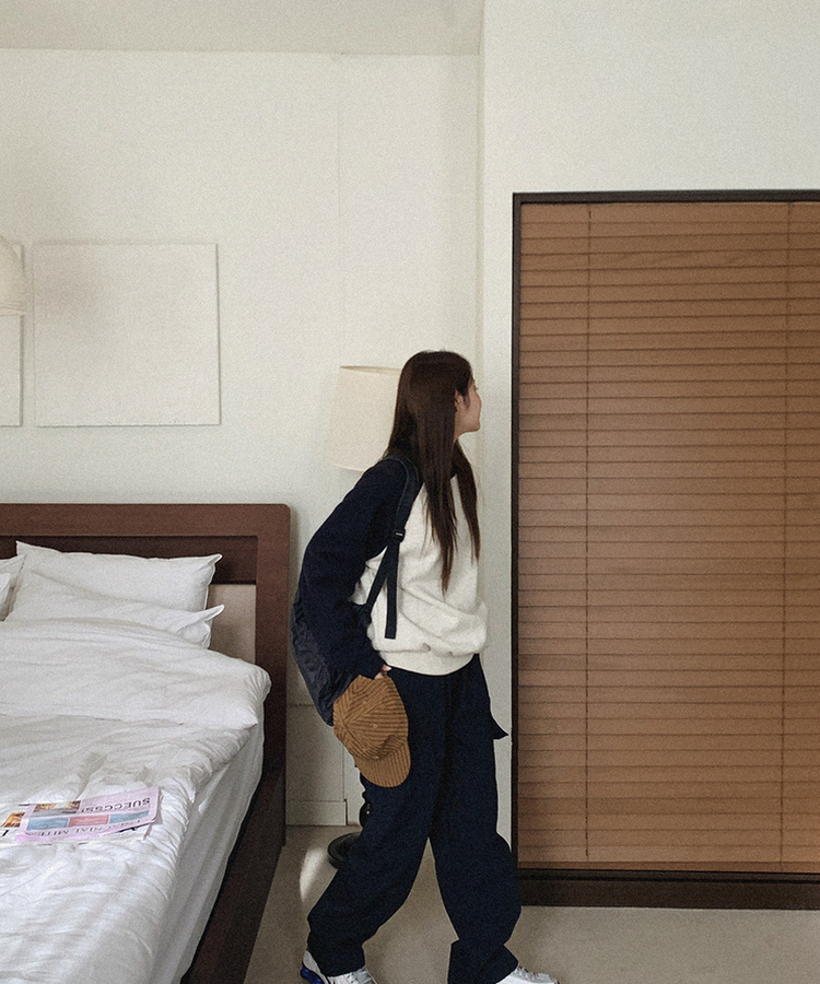 【起毛】ベーシックラグラントレーナー NAVY