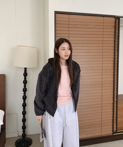 ドットフリースフードジップアップ CHARCOAL