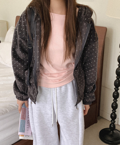 ドットフリースフードジップアップ CHARCOAL