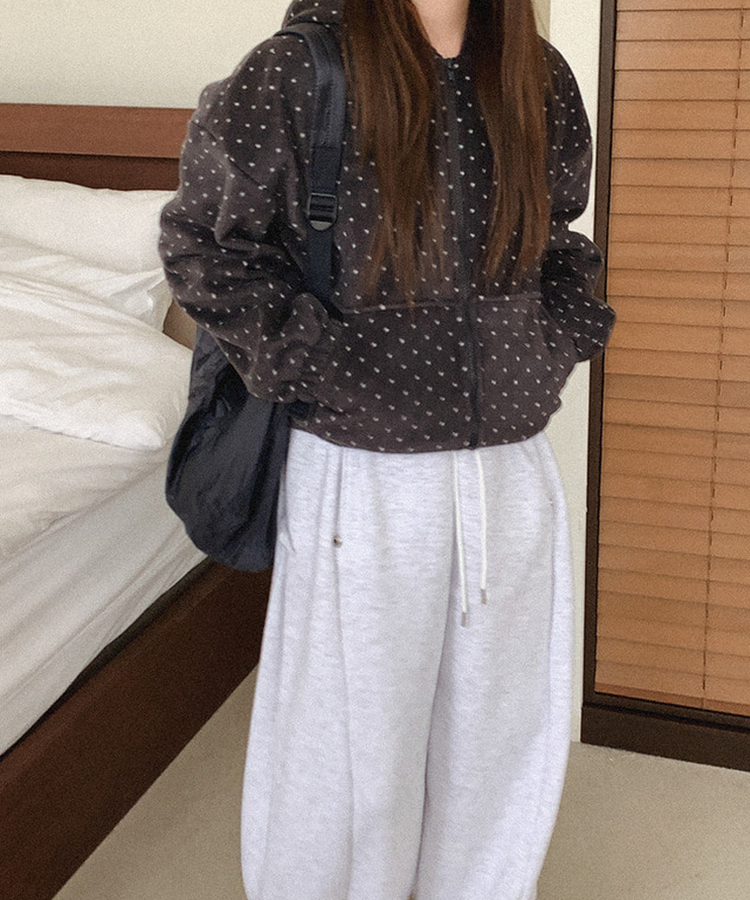 ドットフリースフードジップアップ CHARCOAL