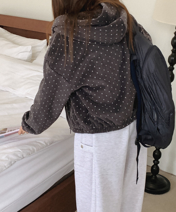 ドットフリースフードジップアップ CHARCOAL