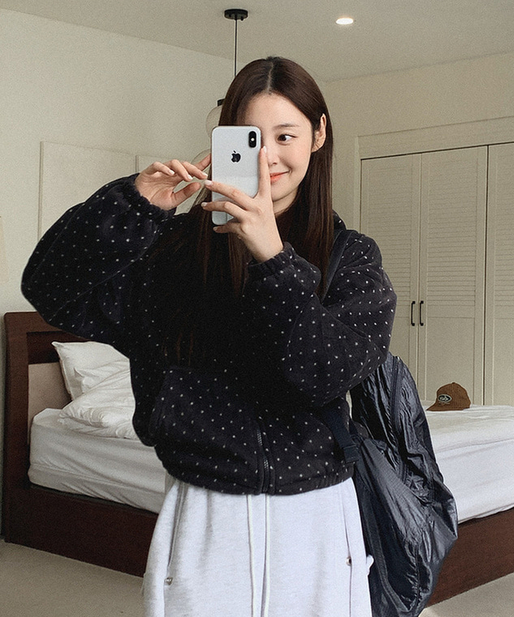 ドットフリースフードジップアップ CHARCOAL