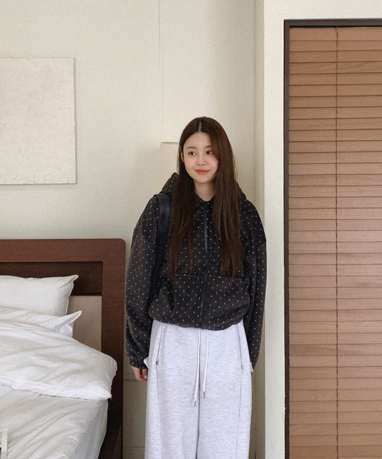 ドットフリースフードジップアップ CHARCOAL