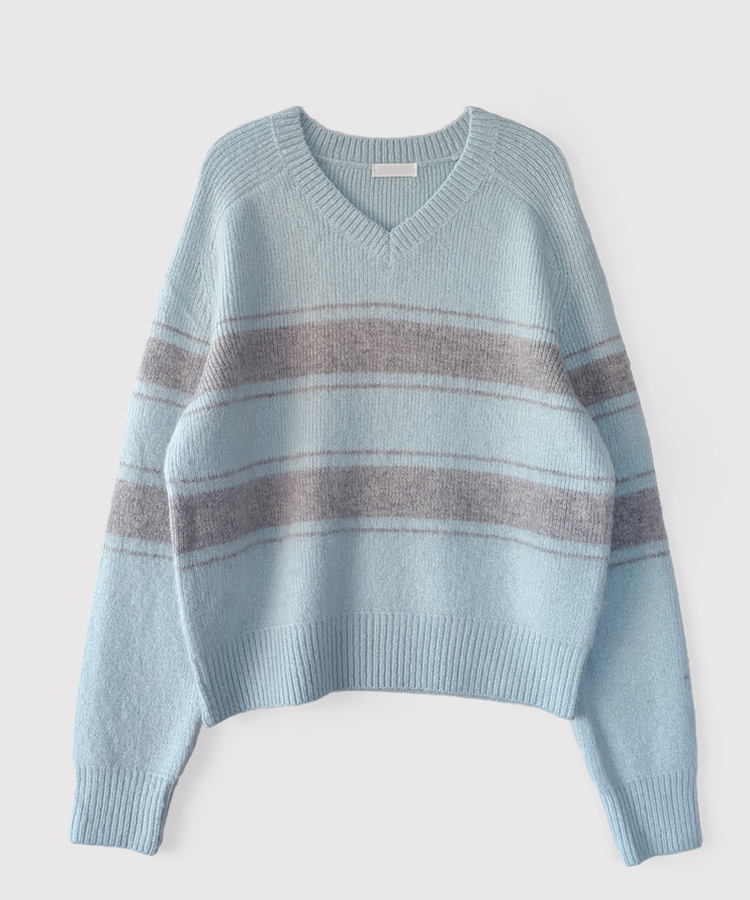 ストライプウールニット