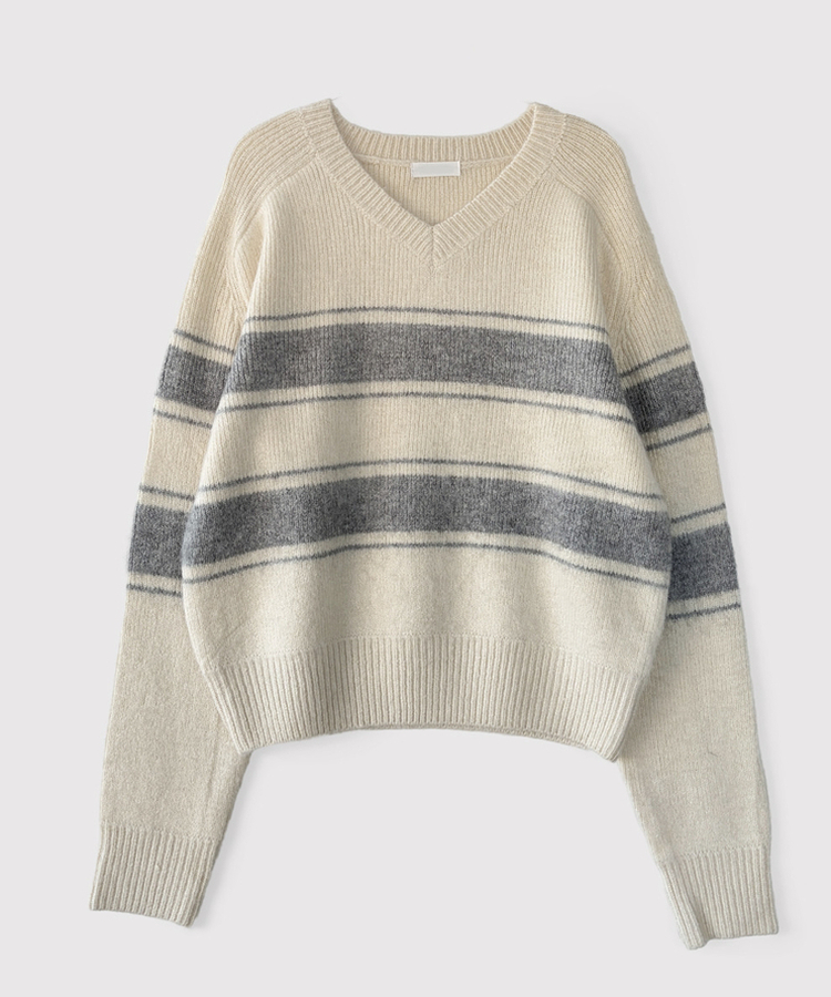 ストライプウールニット