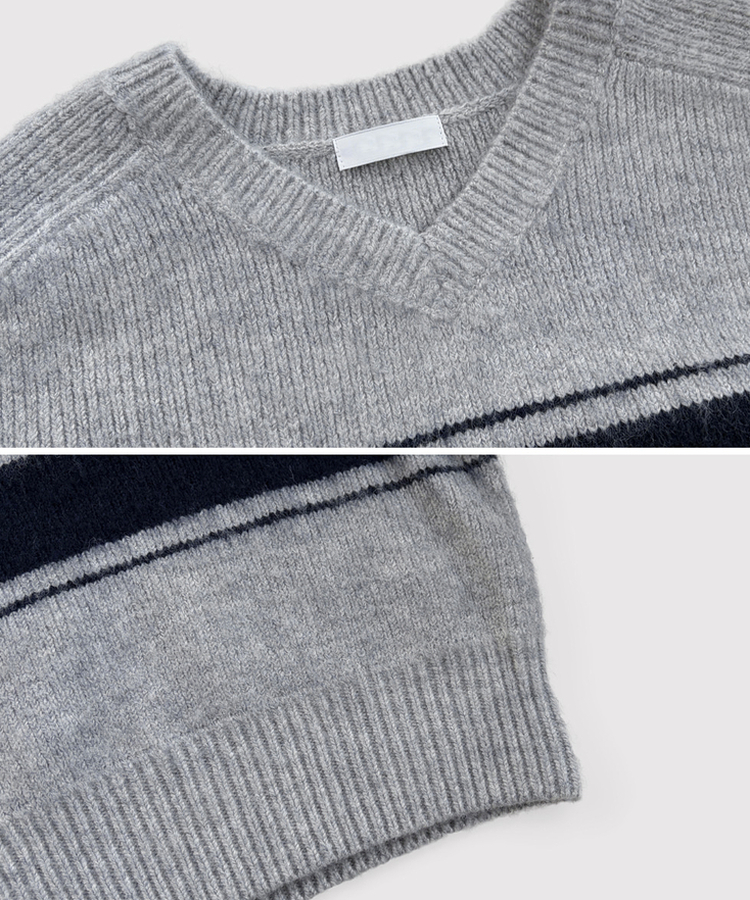 ストライプウールニット