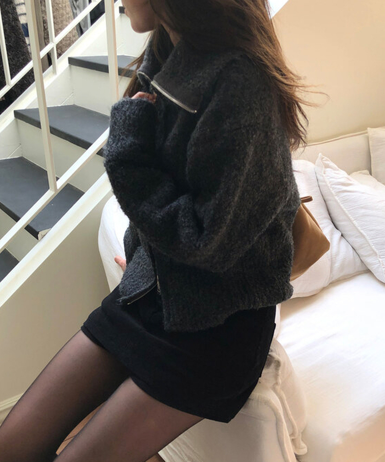 ウールニットジップアップ CHARCOAL