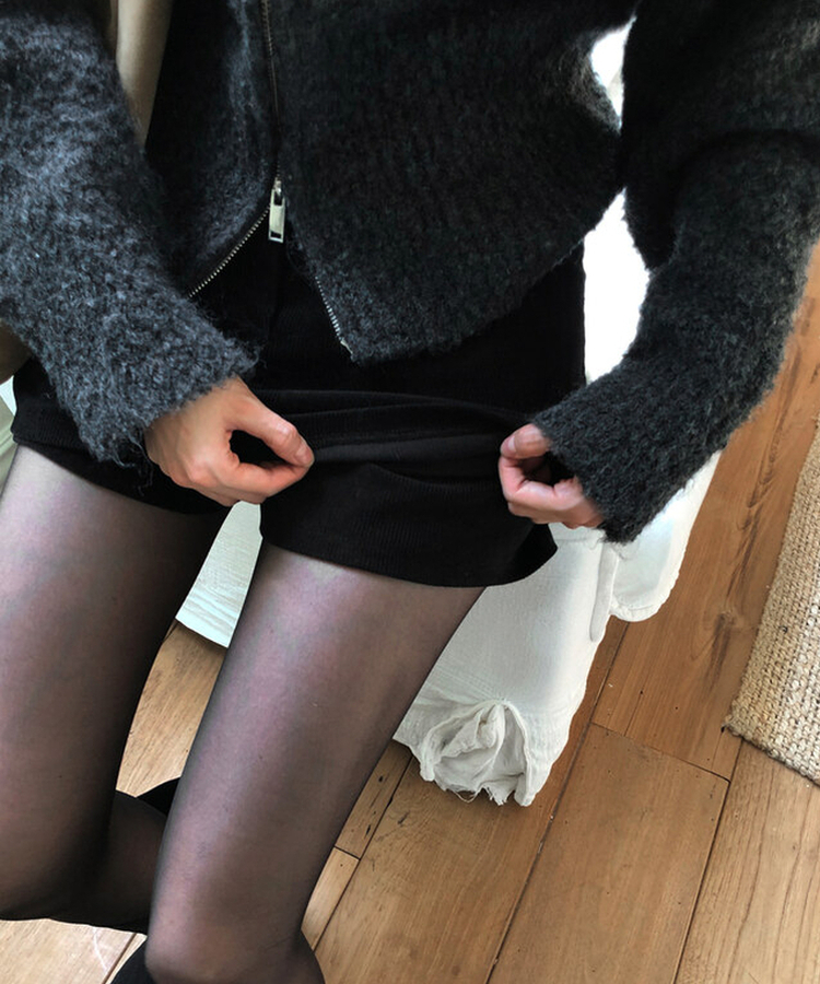 ウールニットジップアップ CHARCOAL