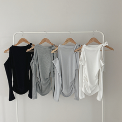 【起毛】ョルダースリットシャーリング長袖Tシャツ