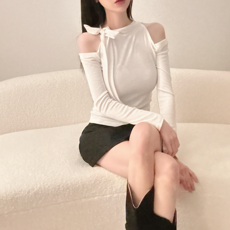 【起毛】ョルダースリットシャーリング長袖Tシャツ IVORY