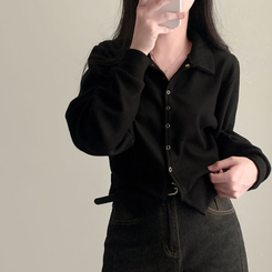 スナップボタンバルーンカーディガン BLACK