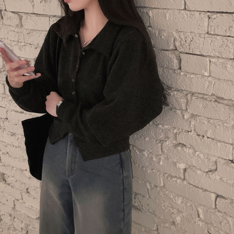 スナップボタンバルーンカーディガン CHARCOAL