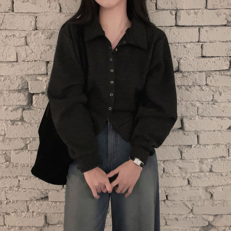 スナップボタンバルーンカーディガン CHARCOAL