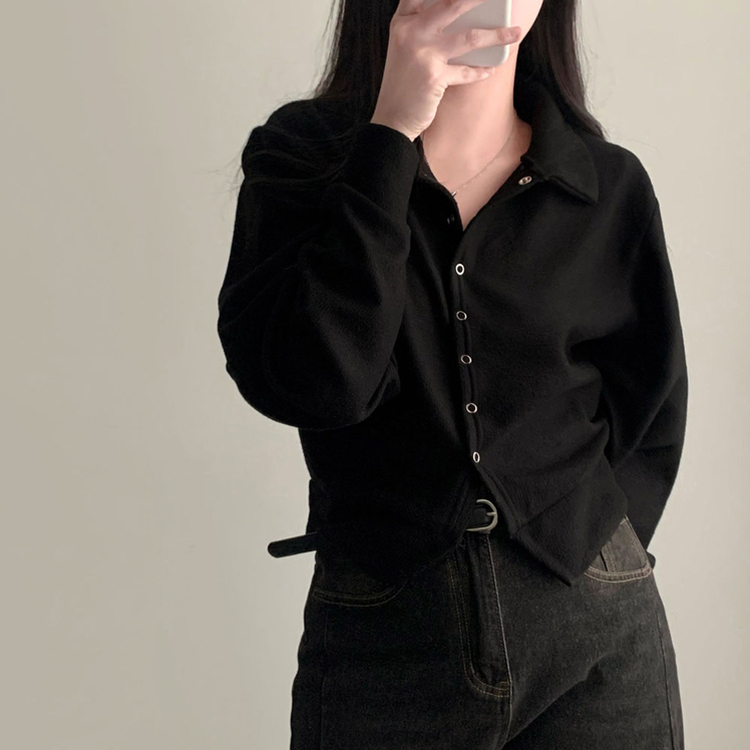 スナップボタンバルーンカーディガン BLACK