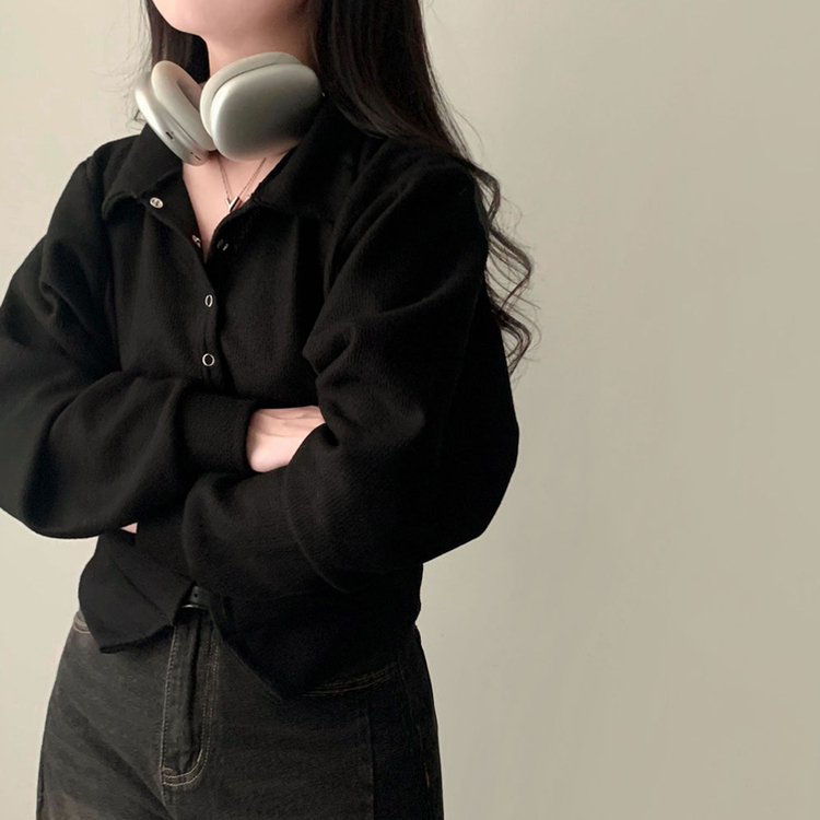 スナップボタンバルーンカーディガン BLACK