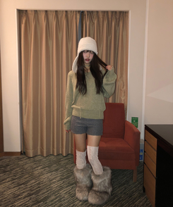 スリムウールショートパンツ MELANGE