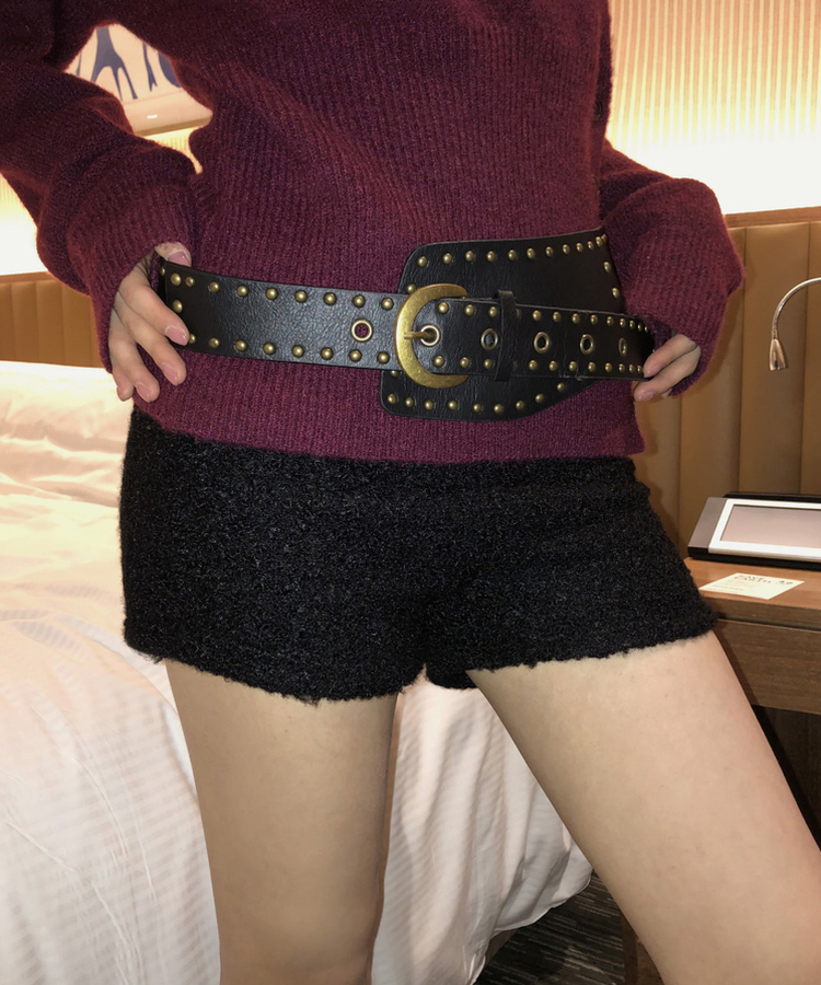 スリムウールショートパンツ BLACK