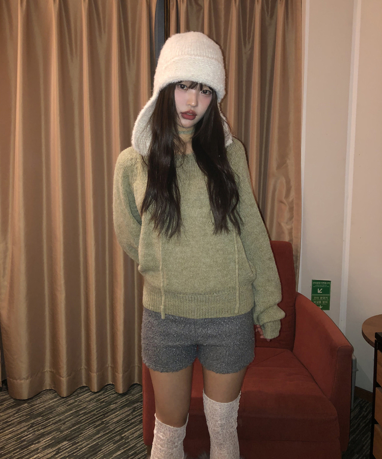 スリムウールショートパンツ MELANGE