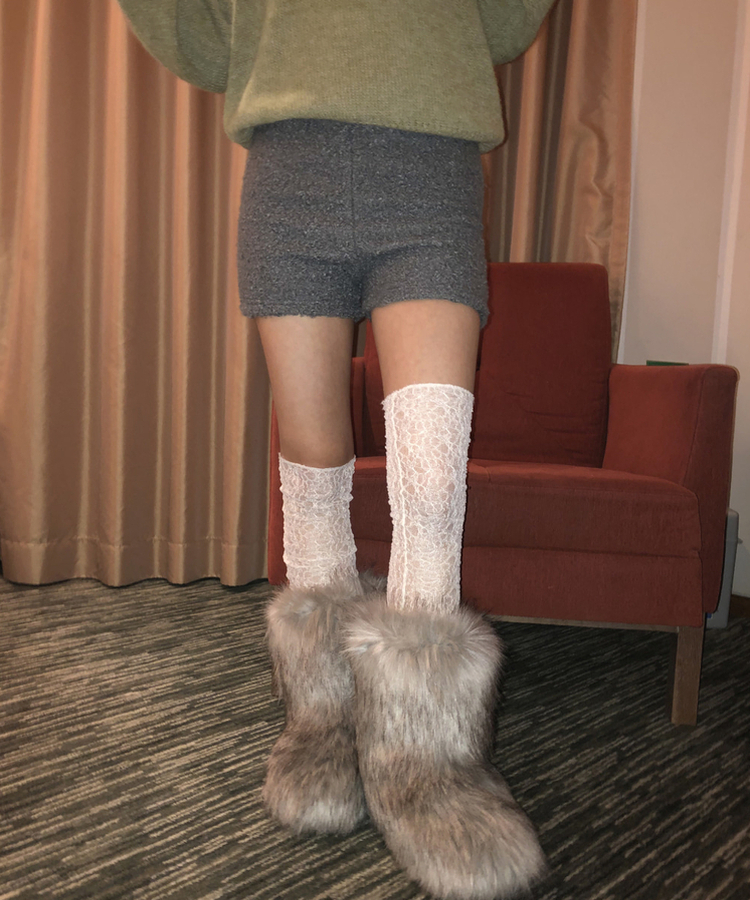 スリムウールショートパンツ MELANGE