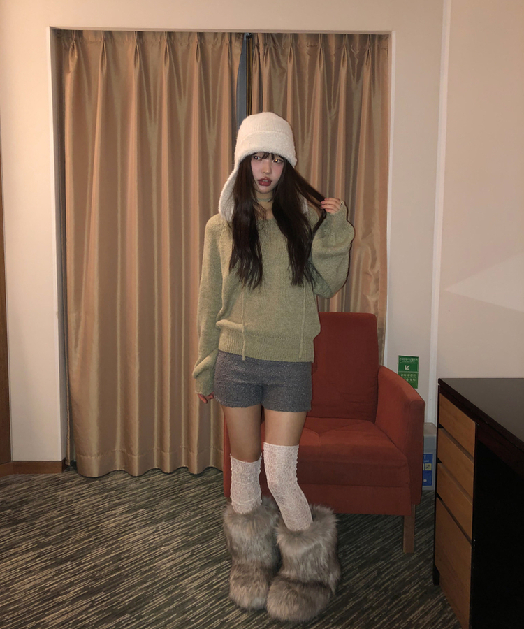 スリムウールショートパンツ MELANGE