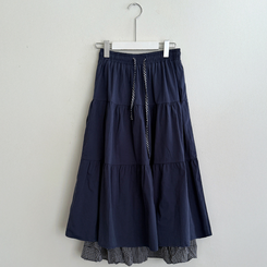 レイヤードチェックマキシロングスカート