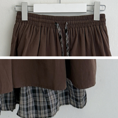 レイヤードチェックマキシロングスカート