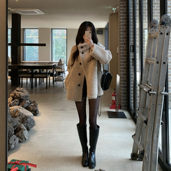 ハイネックハーフムスタンコート BEIGE