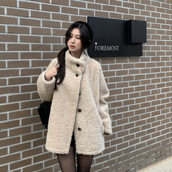 ハイネックハーフムスタンコート BEIGE