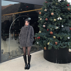 ハイネックハーフムスタンコート BLACK