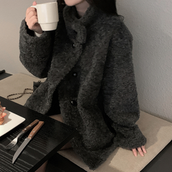 ハイネックハーフムスタンコート BLACK