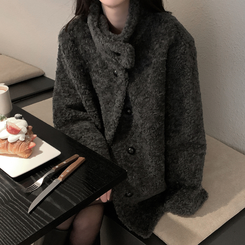 ハイネックハーフムスタンコート BLACK