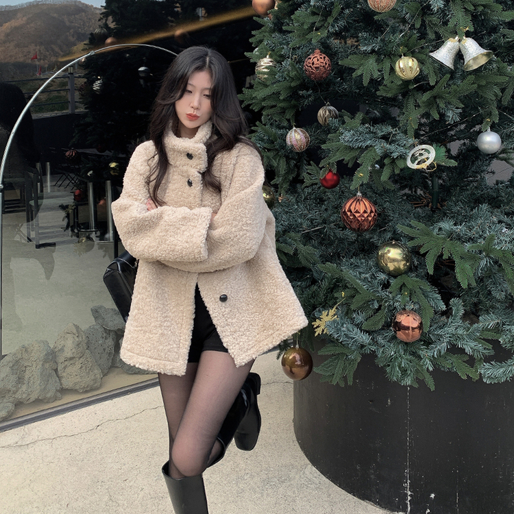 ハイネックハーフムスタンコート BEIGE