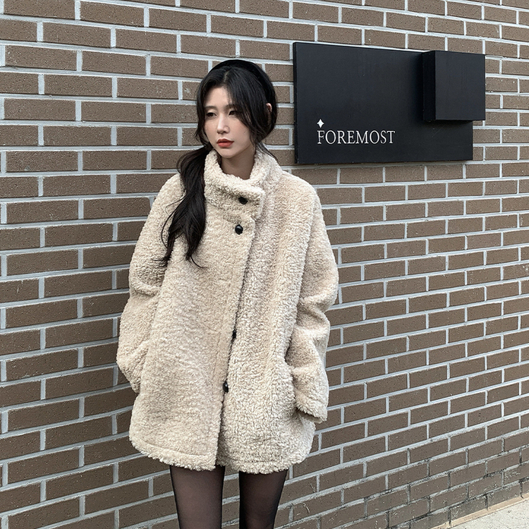 ハイネックハーフムスタンコート BEIGE