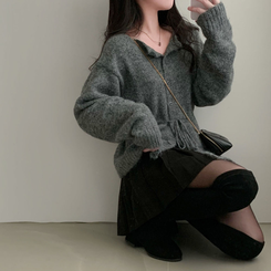 ストリングウールニットカーディガン GREY