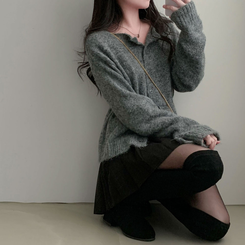 ストリングウールニットカーディガン GREY