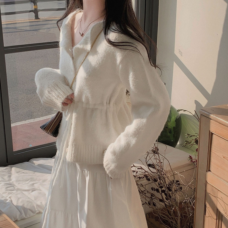 ストリングウールニットカーディガン IVORY