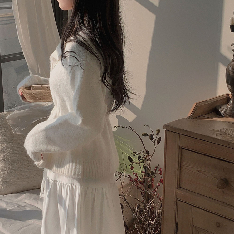 ストリングウールニットカーディガン IVORY