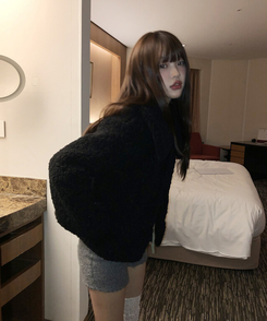 ウールボアキルティングファージャケット BLACK