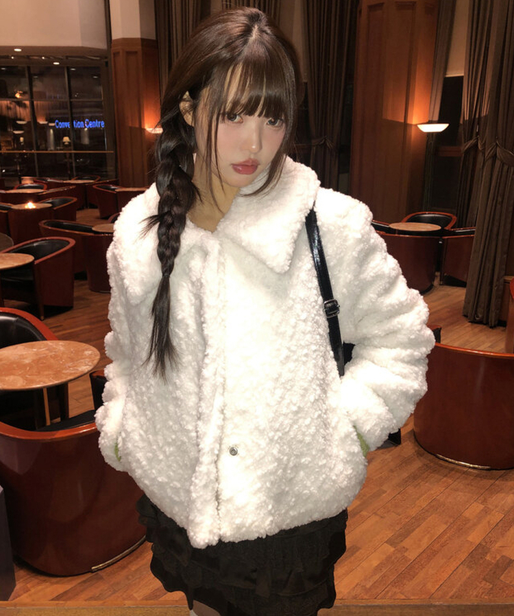 ウールボアキルティングファージャケット WHITE