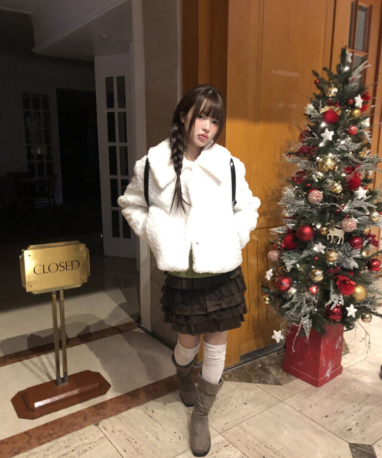 ウールボアキルティングファージャケット WHITE