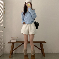 ウールボアショートパンツ(5color) IVORY